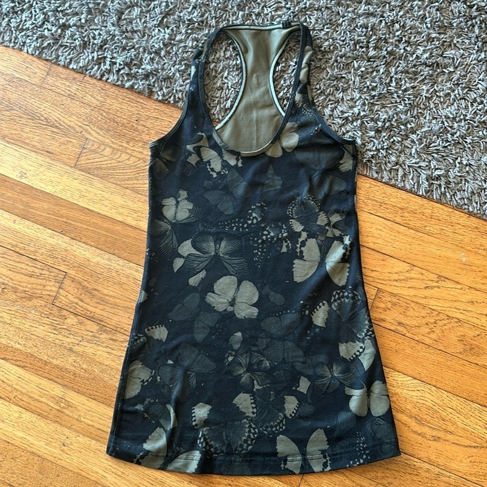Lululemon Camo Green Butterfly Print Racerback Tank Top